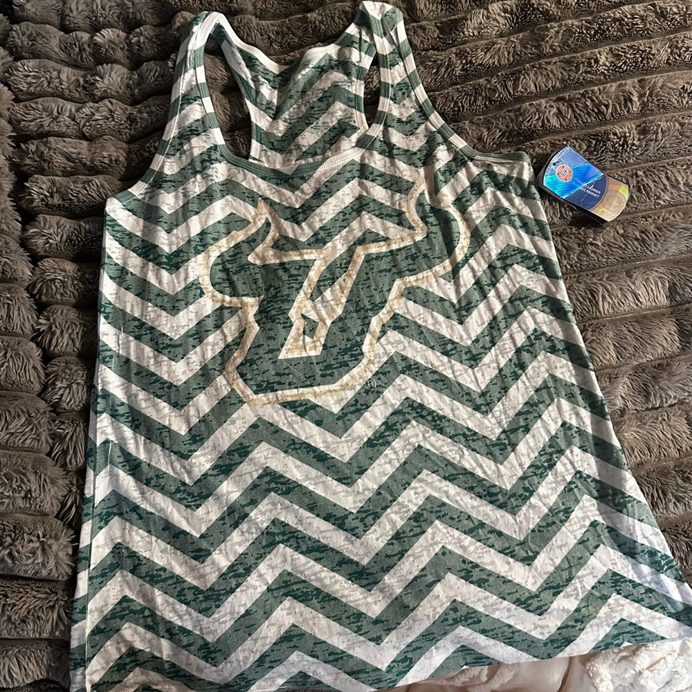 BNWT USF Chevron Pattern Tank Top - Green and White - size xl